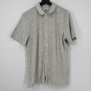 The Normal Brand Speckled Knit Short Sleeve Button Up Shirt Men's Medium Gray